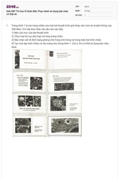 Giải SBT Tin học 8 Cánh diều Thực hành sử dụng bản mẫu có đáp án