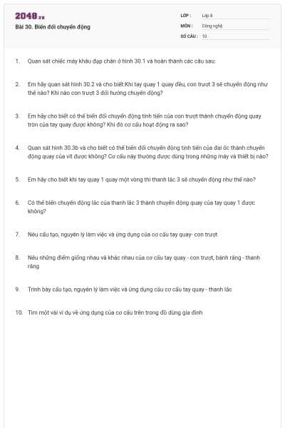 Bài 30. Biến đổi chuyển động