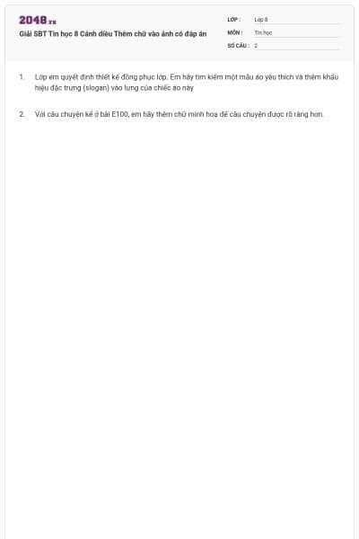 Giải SBT Tin học 8 Cánh diều Thêm chữ vào ảnh có đáp án