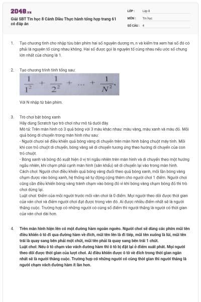 Giải SBT Tin học 8 Cánh Diều Thực hành tổng hợp trang 61 có đáp án