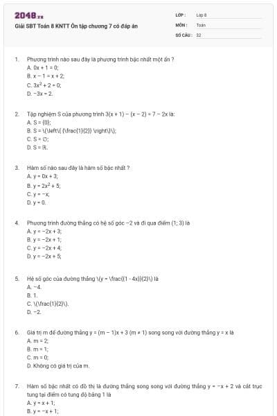 Giải SBT Toán 8 KNTT Ôn tập chương 7 có đáp án