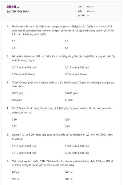 BÀI TẬP TÍNH TOÁN