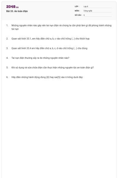 Bài 33. An toàn điện