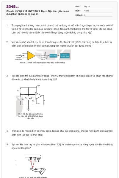 Chuyên đề Vật lí 11 KNTT Bài 9. Mạch điện đơn giản có sử dụng thiết bị đầu ra có đáp án