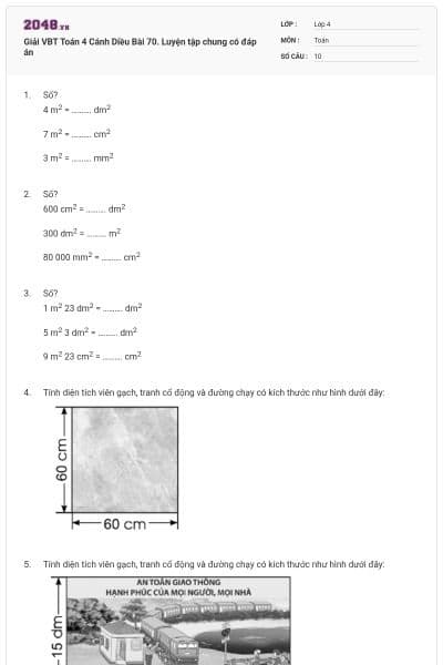 Giải VBT Toán 4 Cánh Diều Bài 70. Luyện tập chung có đáp án
