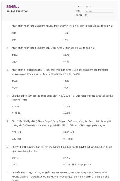 BÀI TẬP TÍNH TOÁN