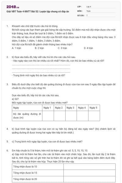 Giải VBT Toán 4 KNTT Bài 52: Luyện tập chung có đáp án