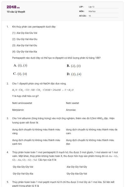 10 câu Lý thuyết