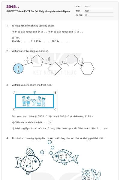 Giải VBT Toán 4 KNTT Bài 64: Phép chia phân số có đáp án