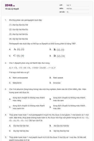 10 câu Lý thuyết