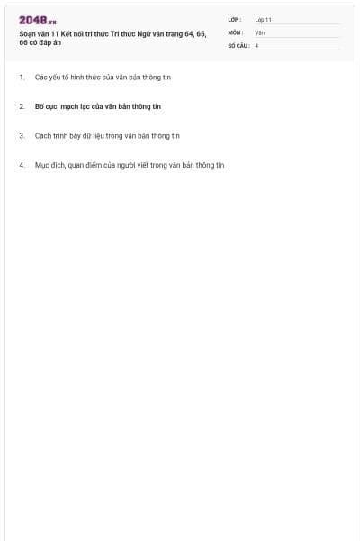 Soạn văn 11 Kết nối tri thức Tri thức Ngữ văn trang 64, 65, 66 có đáp án