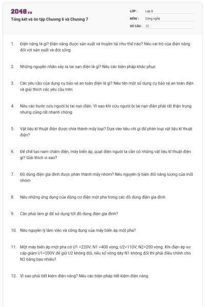 Tổng kết và ôn tập Chương 6 và Chương 7