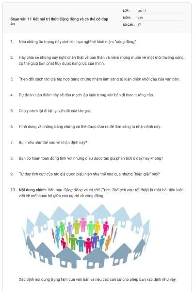 Soạn văn 11 Kết nối tri thức Cộng đồng và cá thể có đáp án