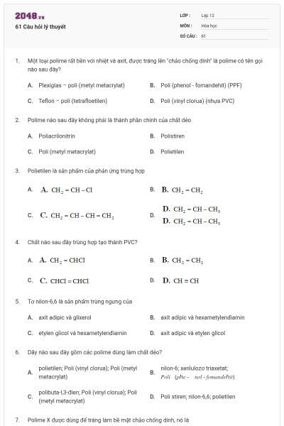 61 Câu hỏi lý thuyết