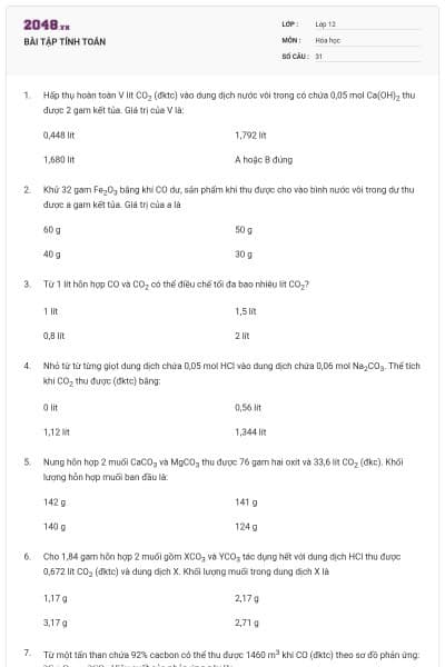 BÀI TẬP TÍNH TOÁN
