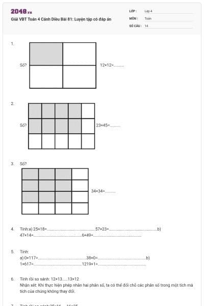 Giải VBT Toán 4 Cánh Diều Bài 81: Luyện tập có đáp án