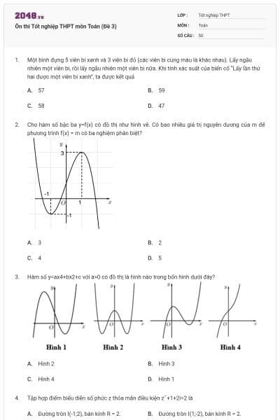 Ôn thi Tốt nghiệp THPT môn Toán (Đề 3)