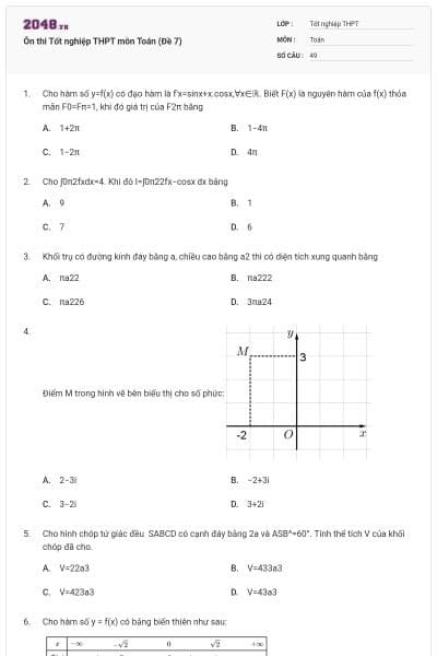 Ôn thi Tốt nghiệp THPT môn Toán (Đề 7)