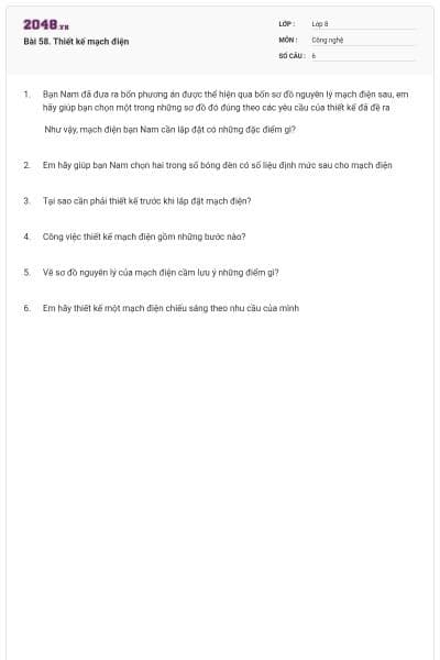 Bài 58. Thiết kế mạch điện
