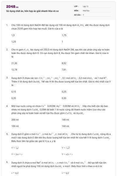 Sử dụng chất ảo, hỗn hợp ảo giải nhanh Hóa vô cơ