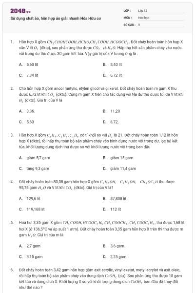 Sử dụng chất ảo, hỗn hợp ảo giải nhanh Hóa Hữu cơ