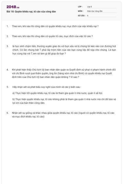 Bài 18: Quyền khiếu nại, tố cáo của công dân