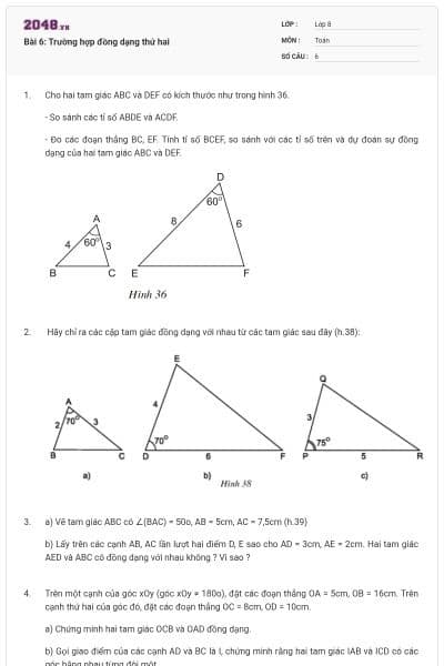 Bài 6: Trường hợp đồng dạng thứ hai
