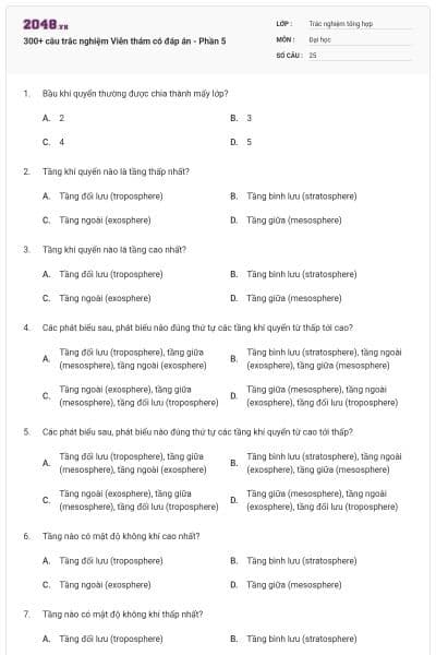 300+ câu trắc nghiệm Viễn thám có đáp án - Phần 5