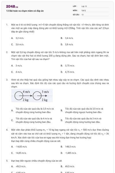 13 Bài toán va chạm mềm có đáp án