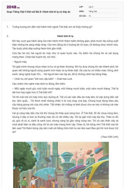 Soạn Tiếng Việt 5 Kết nối Bài 8: Hành tinh kì lạ có đáp án