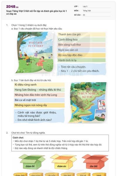 Soạn Tiếng Việt 5 Kết nối Ôn tập và đánh giá giữa học kì 1 có đáp án