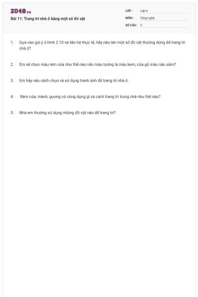 Bài 11: Trang trí nhà ở bằng một số đồ vật