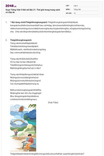 Soạn Tiếng Việt 5 Kết nối Bài 21: Thế giới trong trang sách có đáp án