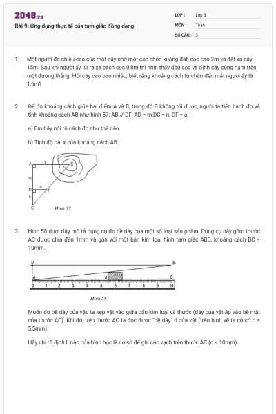 Bài 9: Ứng dụng thực tế của tam giác đồng dạng