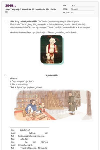 Soạn Tiếng Việt 5 Kết nối Bài 32: Sự tích chú Tễu có đáp án