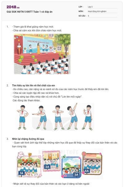 Giải SGK HĐTN 5 KNTT Tuần 1 có đáp án