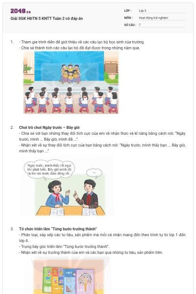 Giải SGK HĐTN 5 KNTT Tuần 2 có đáp án