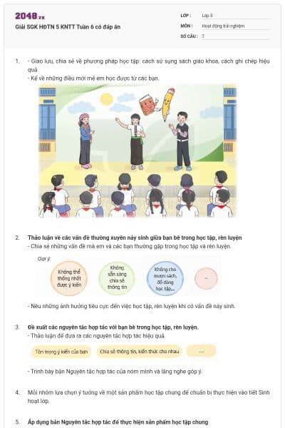 Giải SGK HĐTN 5 KNTT Tuần 6 có đáp án