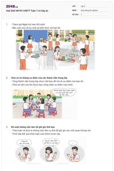 Giải SGK HĐTN 5 KNTT Tuần 7 có đáp án