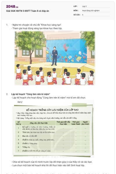 Giải SGK HĐTN 5 KNTT Tuần 8 có đáp án