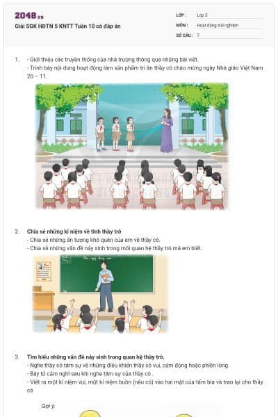 Giải SGK HĐTN 5 KNTT Tuần 10 có đáp án