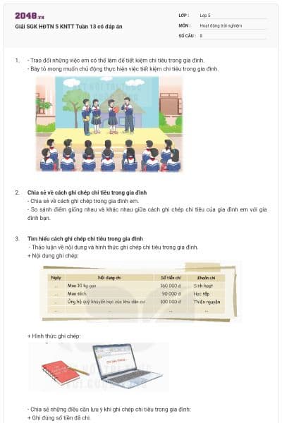 Giải SGK HĐTN 5 KNTT Tuần 13 có đáp án