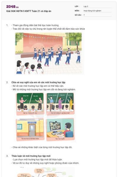 Giải SGK HĐTN 5 KNTT Tuần 21 có đáp án