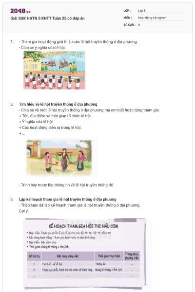 Giải SGK HĐTN 5 KNTT Tuần 25 có đáp án