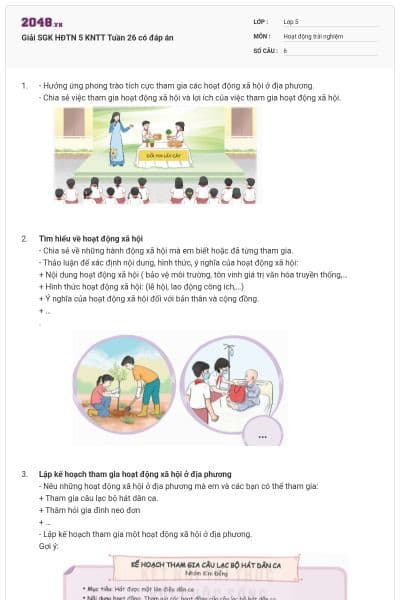 Giải SGK HĐTN 5 KNTT Tuần 26 có đáp án