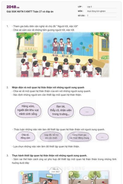 Giải SGK HĐTN 5 KNTT Tuần 27 có đáp án