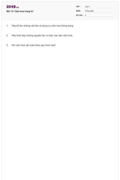 Bài 13: Cắm hoa trang trí