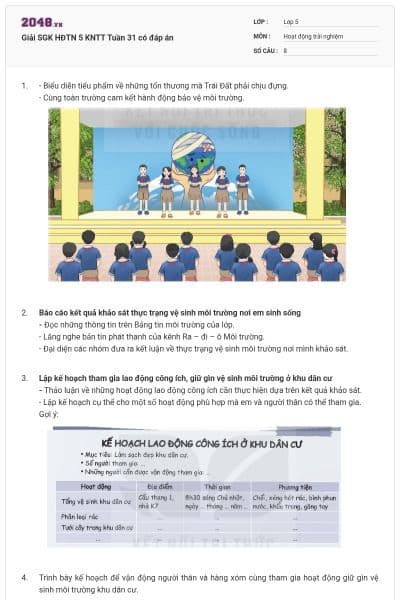 Giải SGK HĐTN 5 KNTT Tuần 31 có đáp án