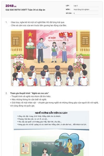 Giải SGK HĐTN 5 KNTT Tuần 34 có đáp án