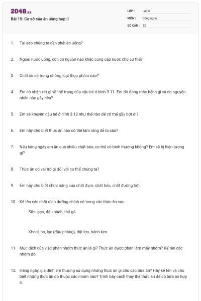 Bài 15: Cơ sở của ăn uống hợp lí